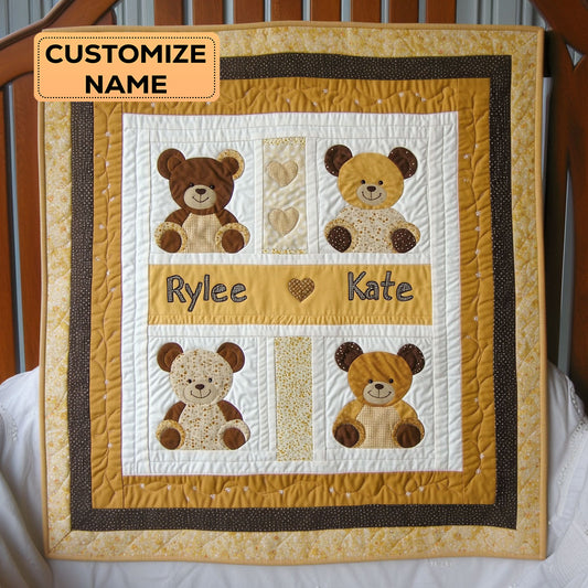 Sweetheart Bear WJ1207008CL Personalized Baby Quilt