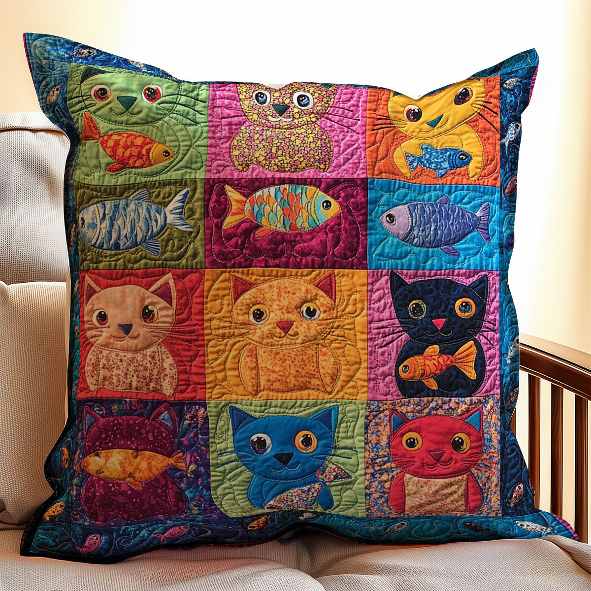 Vibrant Cute Cat WX1302390CL Quilt Pillow Case