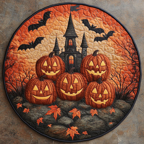 Pumpkin Grin Watchers WN0608027CL Quilted Round Mat