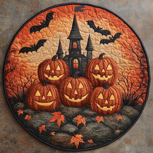 Pumpkin Grin Watchers WN0608027CL Quilted Round Mat