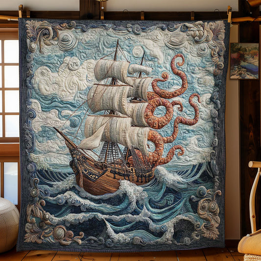 Vintage Ship And Kraken WN0805095CL Quilt