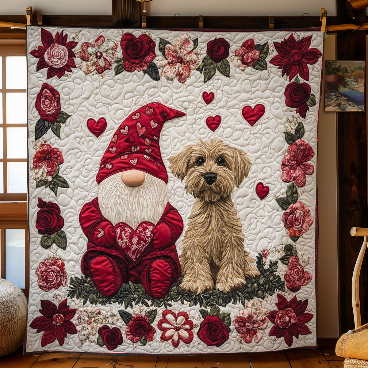 Gnome And Pup Love WN0801008CL Quilt