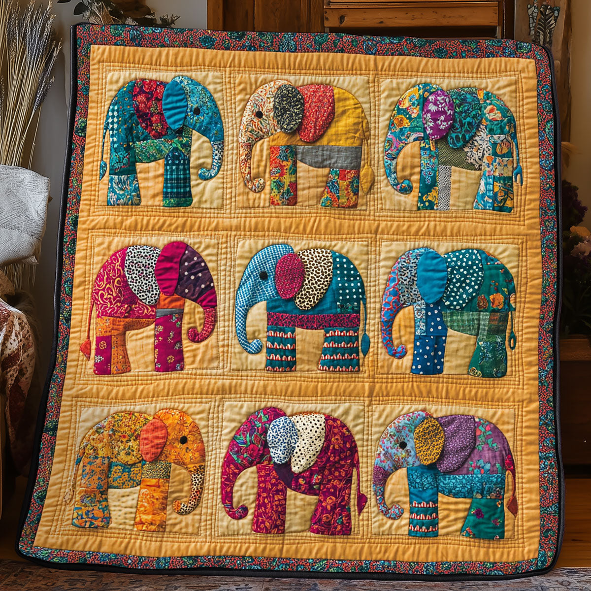 Boho Elephant Patchwork WJ0506003CL Quilt