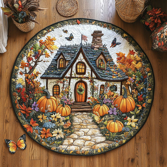 House In Harvest WY2904062CL Quilted Round Mat