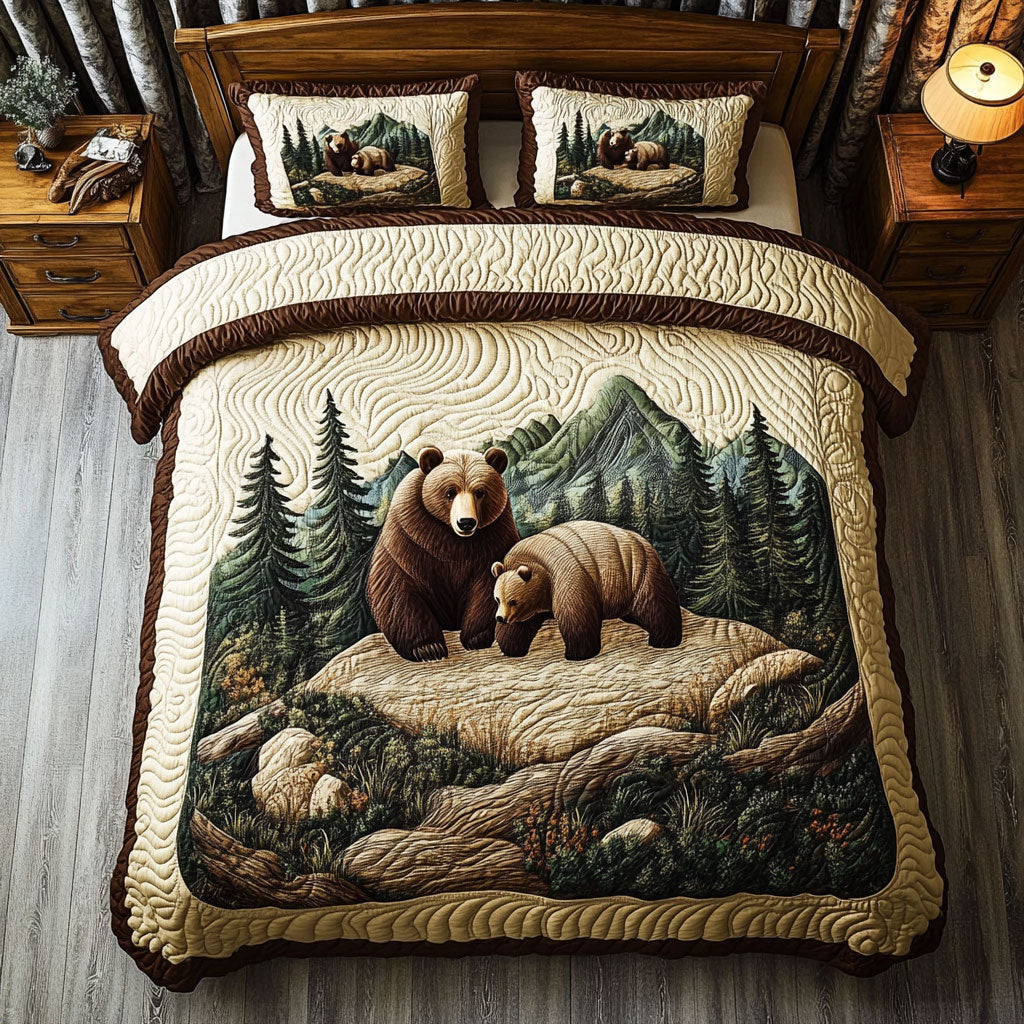 Bear Family In Forest WY1102165CL Duvet Cover Set