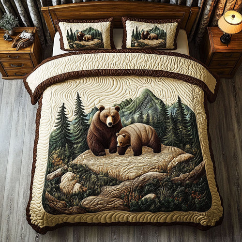 Bear Family In Forest WY1102165CL Duvet Cover Set