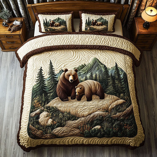 Bear Family In Forest WY1102165CL Duvet Cover Set