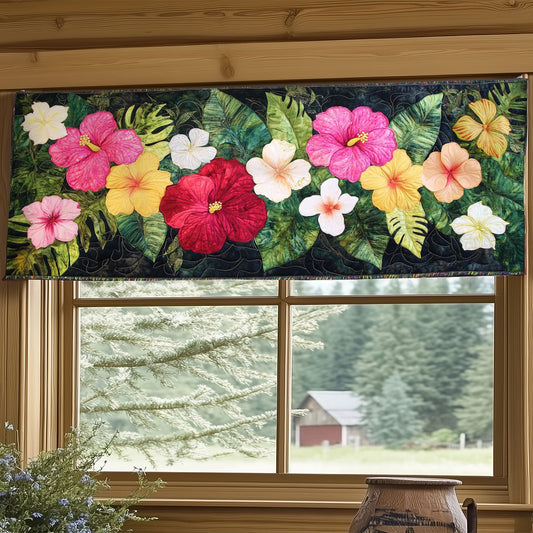 Colorful Hibiscus Garden WY1407007CL Quilted Valance