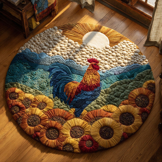 Rooster Sunflower Light CW0810016CL Quilted Round Mat