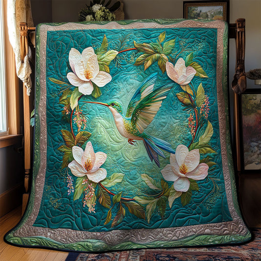 Hummingbird In Magnolia Wreath WY2403033CL Quilt