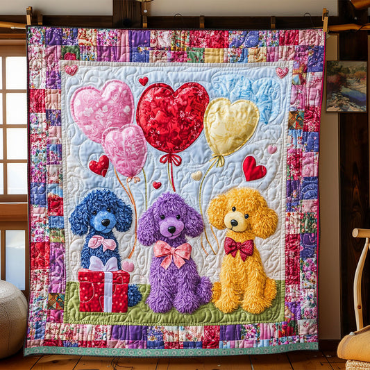 Colorful Poodle Valentine's Day WJ1212009CL Quilt