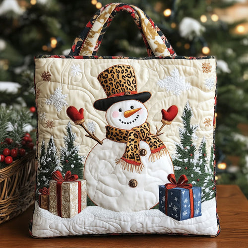 Holiday Snowman CW1411068CL Quilted Tote Bag