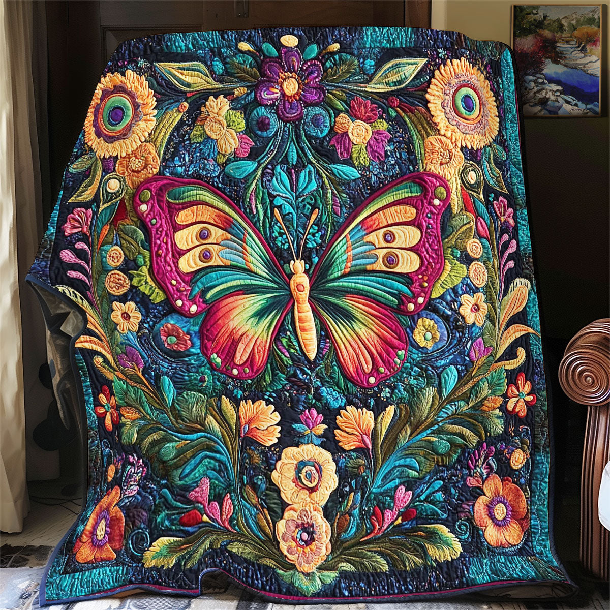 Colorful Butterfly In Forest WY2301044CL Quilt