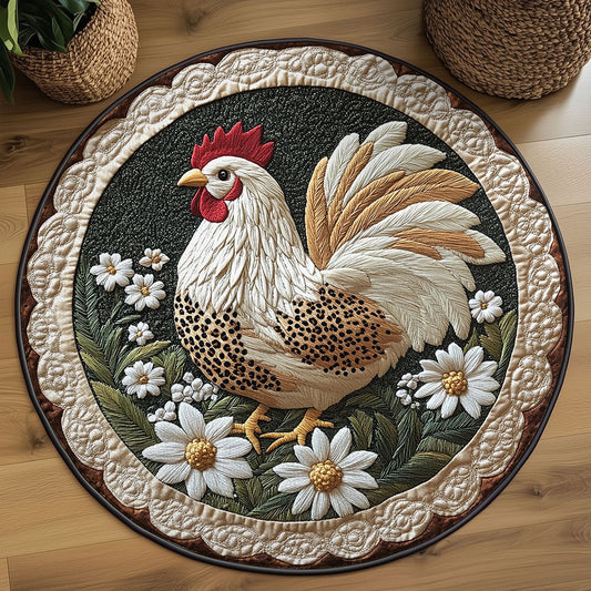 Garden Chicken WN2108047CL Quilted Round Mat