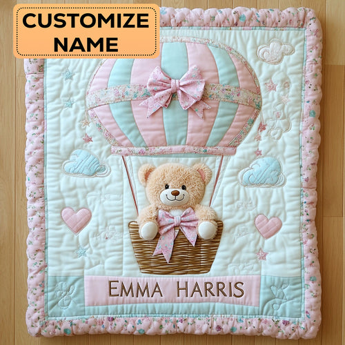 Bear Balloon Hug CW2607005CL Personalized Baby Quilt