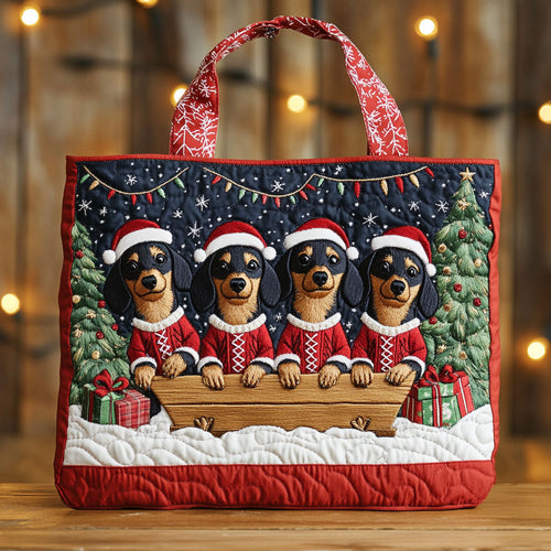 Holiday Dachshund CW1211026CL Quilted Tote Bag