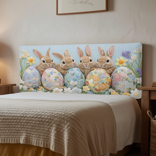 Cute Easter Bunnies XR2612006CL Quilted Headboard Slipcover