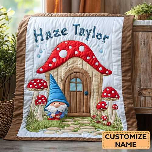 Mushroom Friend WN3107043CL Personalized Baby Quilt