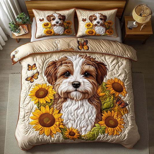 Sunflower Puppy Bliss WY0707072CL Duvet Cover Set