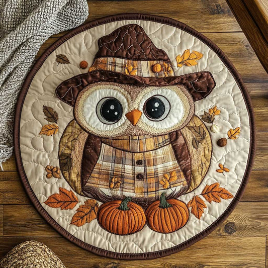 Rustic Owl WN1903031CL Quilted Round Mat