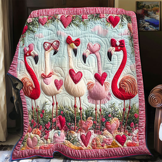 Happy Valentine Flamingo WY2001084CL Quilt