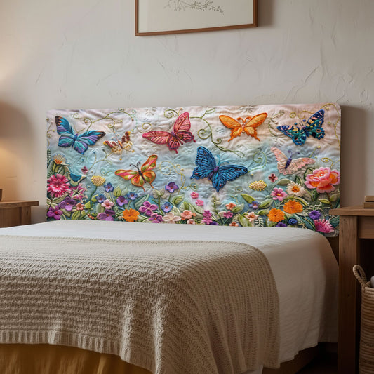 Butterfly Floral Garden CW2412006CL Quilted Headboard Slipcover