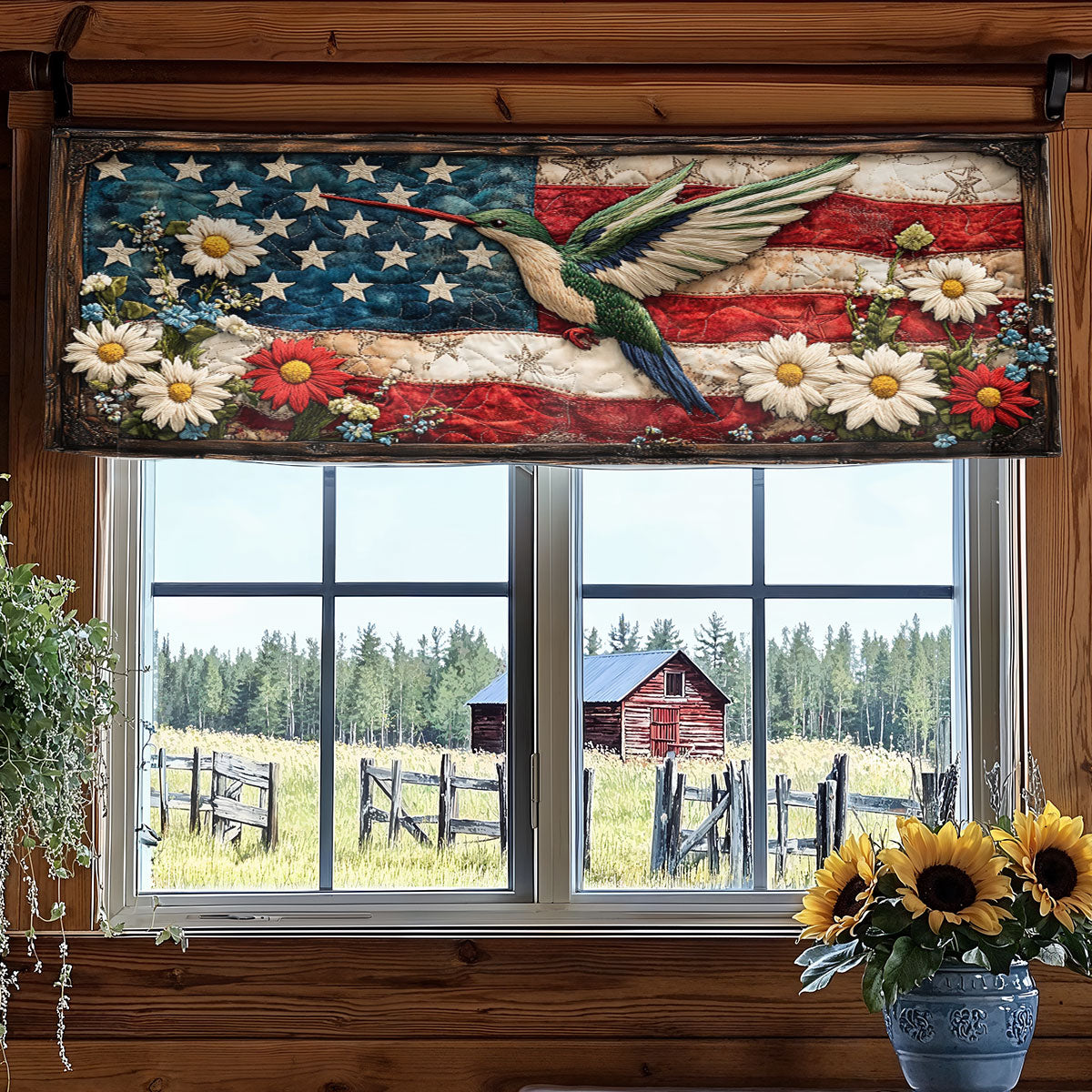 Hummingbird Field WN1306031CL Quilted Valance