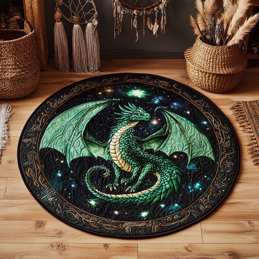 Celestial Green Dragon WY3006029CL Quilted Round Mat
