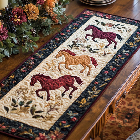 Floral Horse CP3004022CL Quilted Table Runner