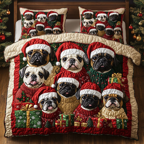 Christmas Bulldog Cheer CW1411045CL Duvet Cover Set