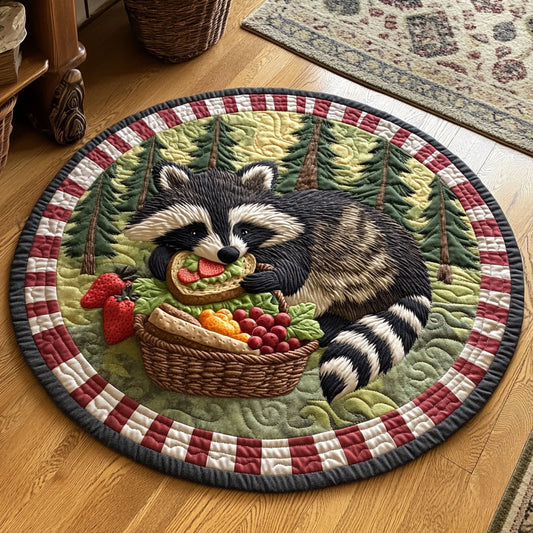 Raccoon Picnic Time CP0406077CL Quilted Round Mat