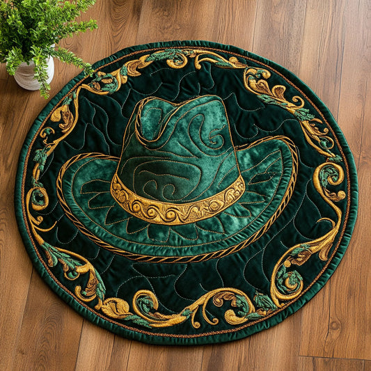 Green Cowboy Hat CM2404054CL Quilted Round Mat