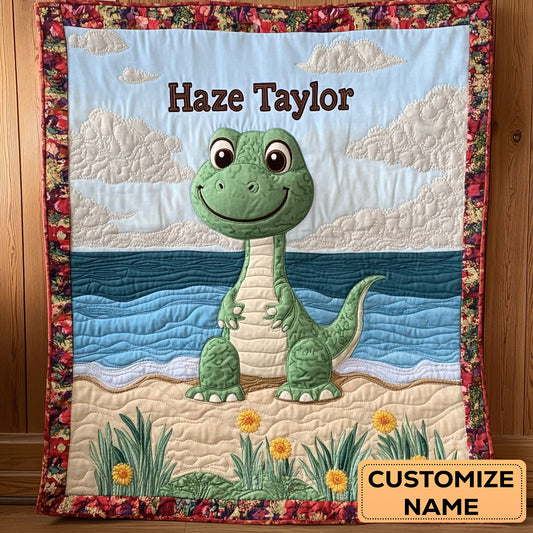Sunny Dinosaur WN2307095CL Personalized Baby Quilt