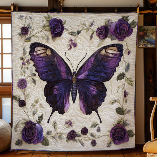 Purple Butterfly And Rose WY1302052CL Quilt