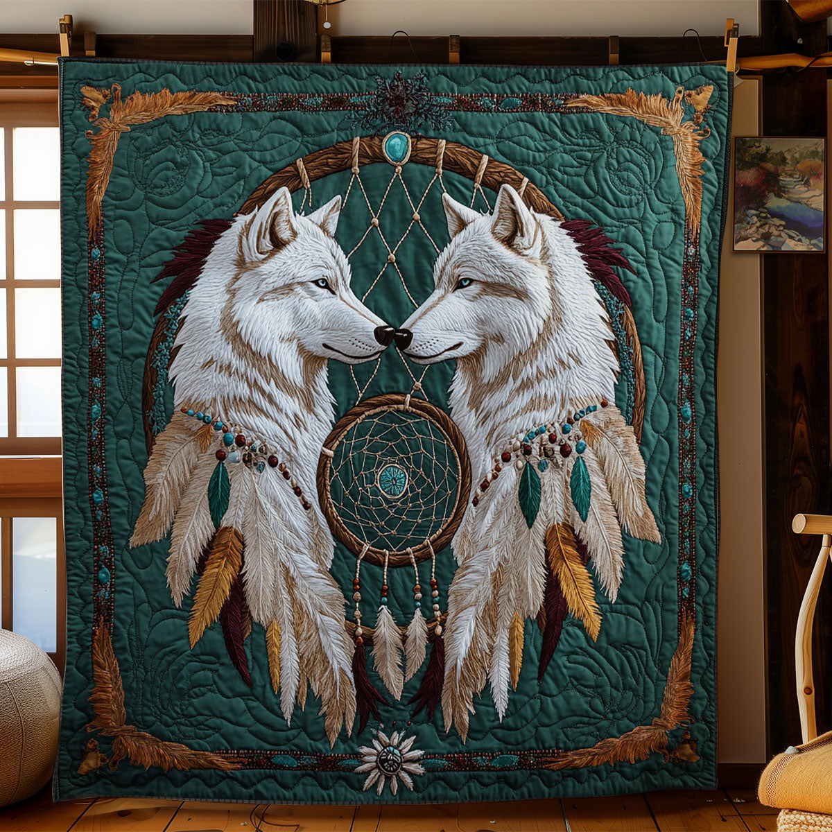 Dreamcatcher And White Wolf WY2702071CL Quilt