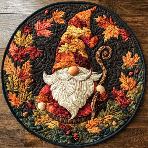 Gnome Leaf Hug WN1507041CL Quilted Round Mat