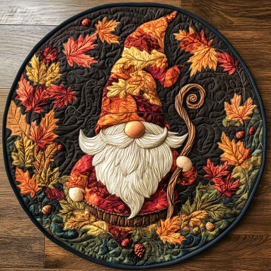Gnome Leaf Hug WN1507041CL Quilted Round Mat