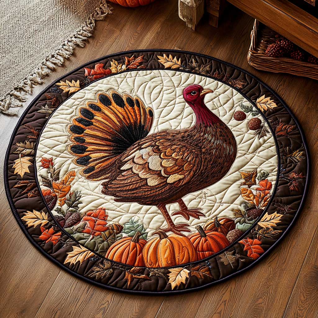 Gobble Gobble Turkey WN1903042CL Quilted Round Mat