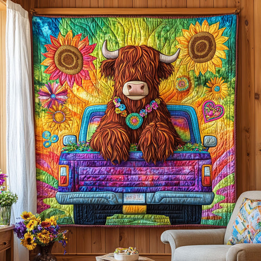 Hippie Highland Cow KL1911001CL Quilt