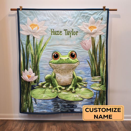 Pond Frog WN2907080CL Personalized Baby Quilt