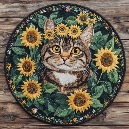 Cat Sunny WN0306048CL Quilted Round Mat