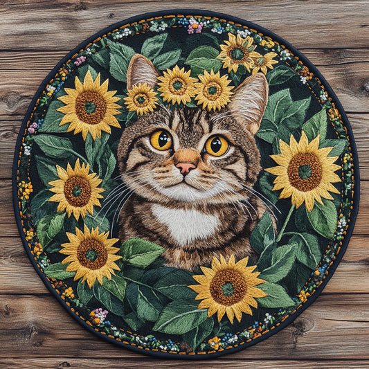Cat Sunny WN0306048CL Quilted Round Mat