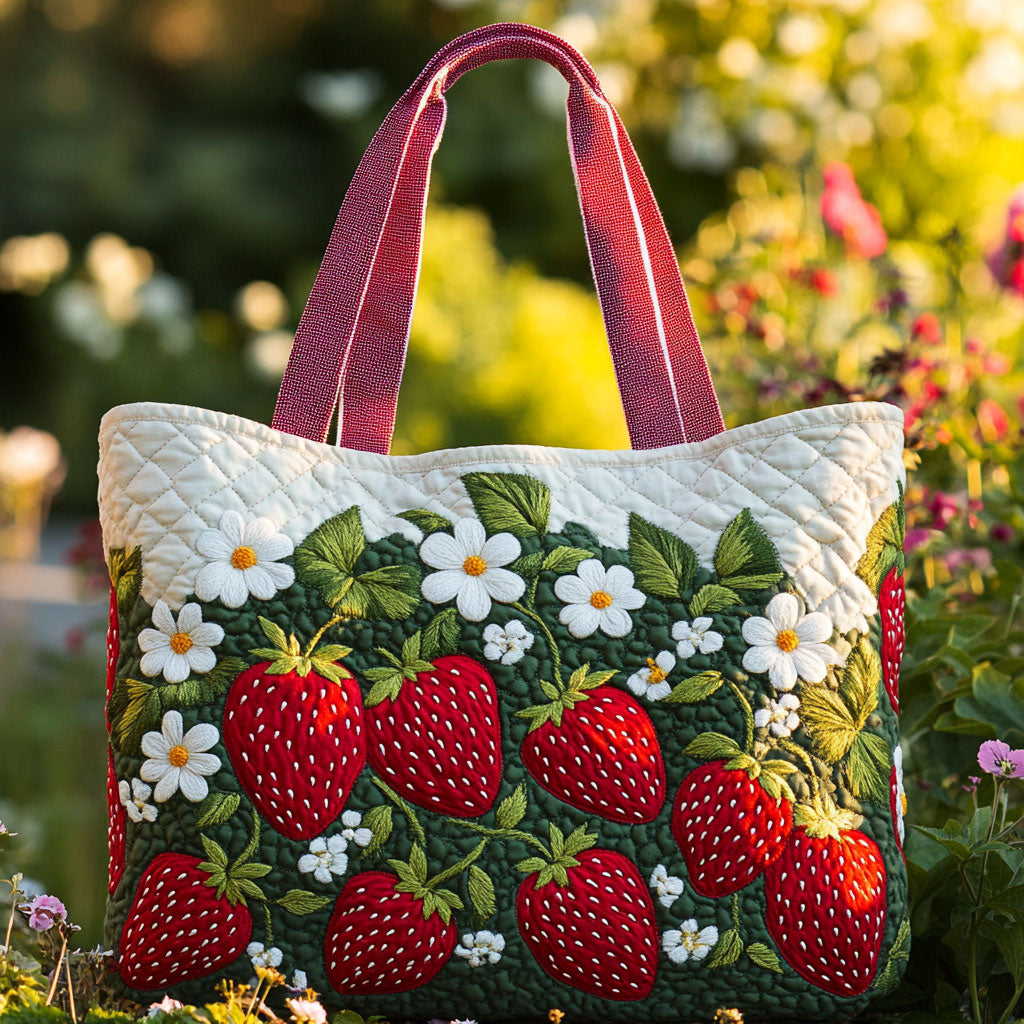 Garden Fresh Strawberry CW2609007CL Quilted Tote Bag