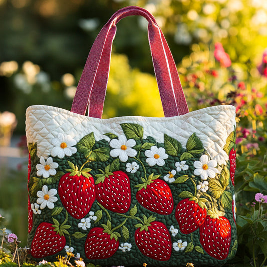 Garden Fresh Strawberry CW2609007CL Quilted Tote Bag