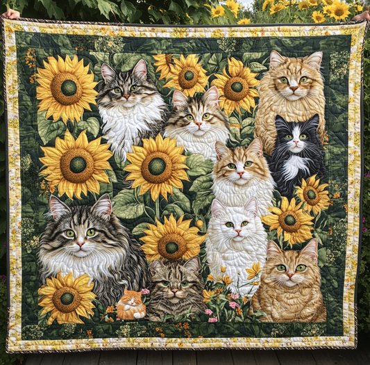 Cat And Flower YR0711013CL Quilt