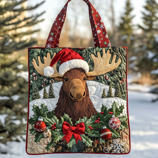 Festive Moose WN2609021CL Quilted Tote Bag