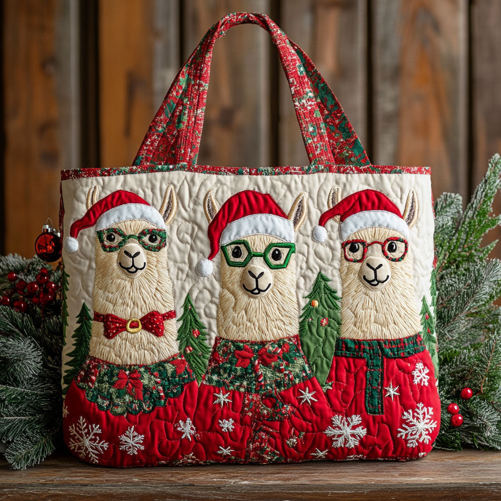 Llama Frosty Friend CW1811039CL Quilted Tote Bag