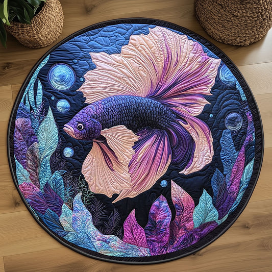 Mysterious Purple Betta Fish WP2605004CL Quilted Round Mat