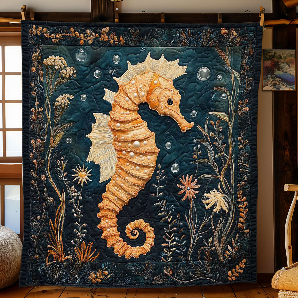 Ocean Seahorse Magic WN2503101CL Quilt