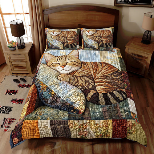 Patchwork Sleeping Cat WJ1912050CL Duvet Cover Set